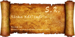 Sinka Kálmán névjegykártya
